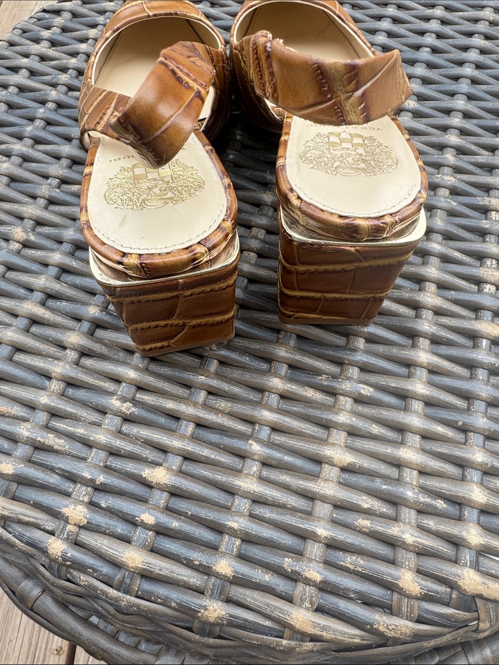 Vince Camuto Tan Croc-Embossed Pointed Slingback Pumps - Picture 4 of 5